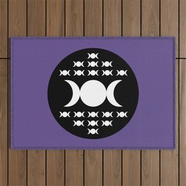 Triple Moon Goddess - White, Black and Ultra Violet Outdoor Rug