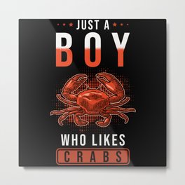 Just a boy who likes Crabs Metal Print