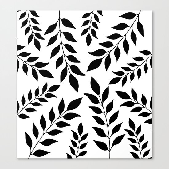 Black Leaves Pattern Canvas Print
