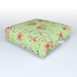 Wedding Champagne and Flowers Modern Green Collection Outdoor Floor Cushion