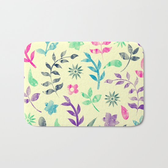 Colorful Floral Pattern V Bath Mat