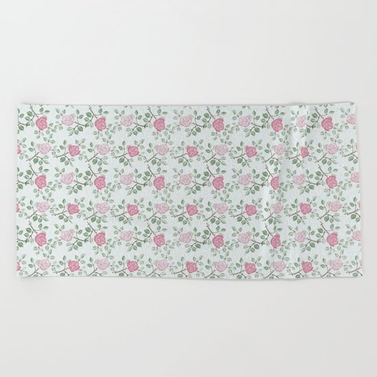 Rose Print Beach Towel