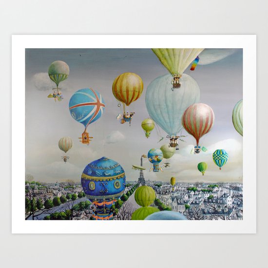 Ballooning over everywhere: Paris Art Print