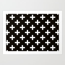 Crosses | Criss Cross | Plus Sign | Hygge | Scandi | Black and White | Art Print