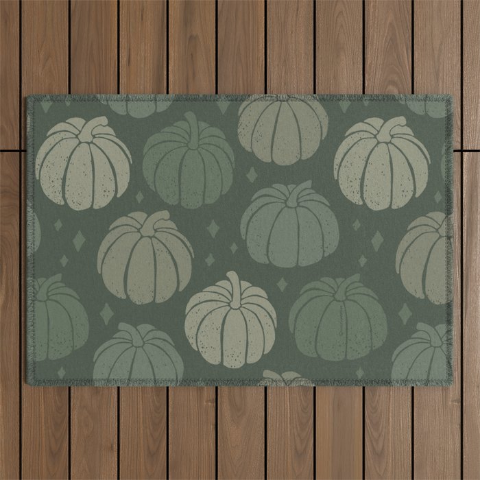 Pumpkin Pattern - Olive Green Palette Outdoor Rug