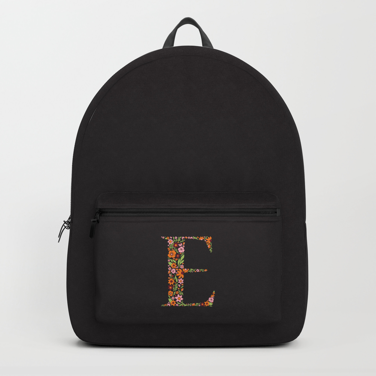 Retro Floral Letter E Backpack by