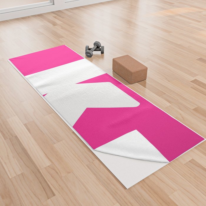 k (White & Dark Pink Letter) Yoga Towel