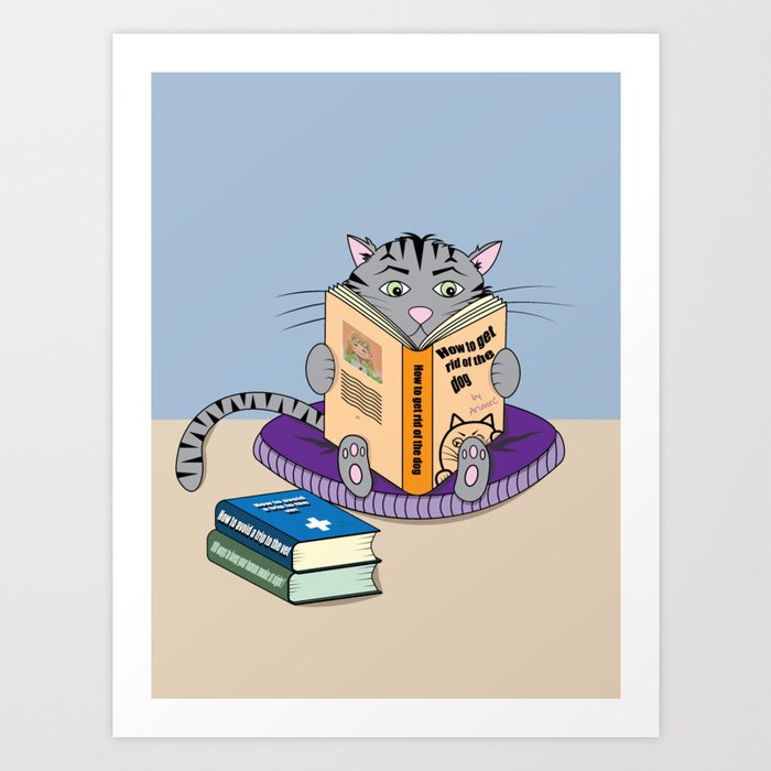 Reading Cat in Confinement Art Print
