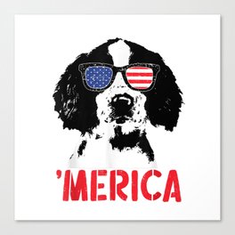 Merica Englisth Springer Spaniel American Flag 4th of July T-Shirt Canvas Print