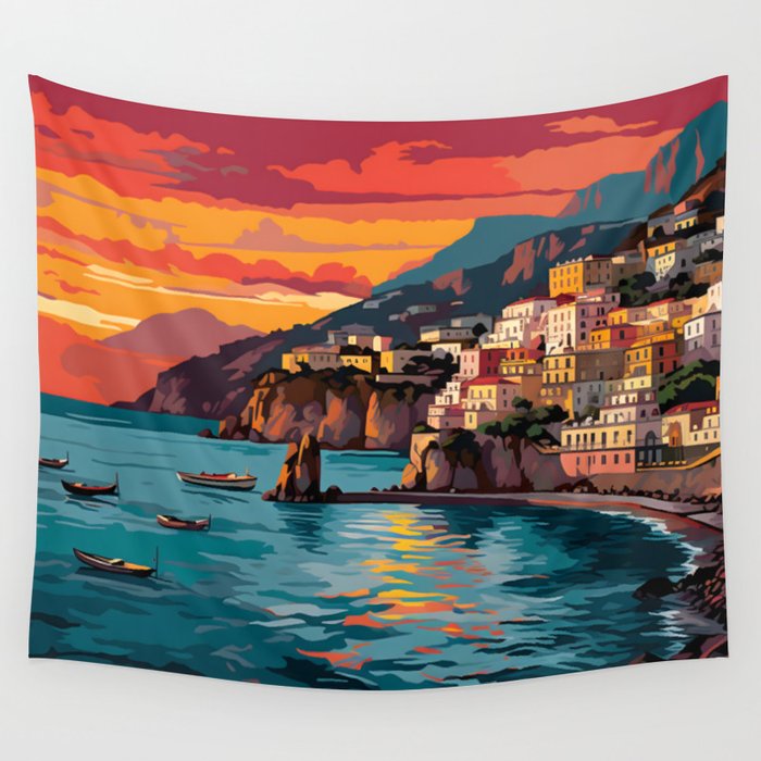 View of the Amalfi coast Italy Wall Tapestry