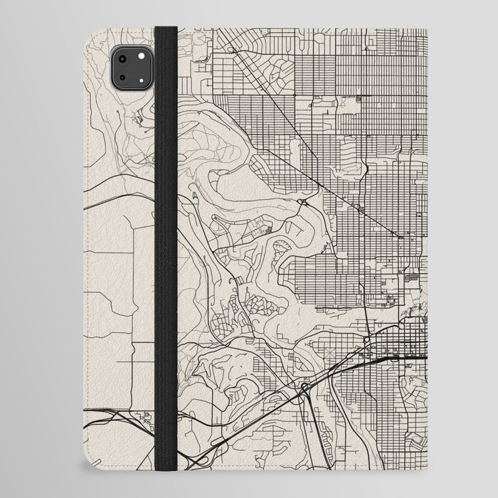 Spokane USA - City Map in Black and White - Minimal Aesthetic iPad Folio Case