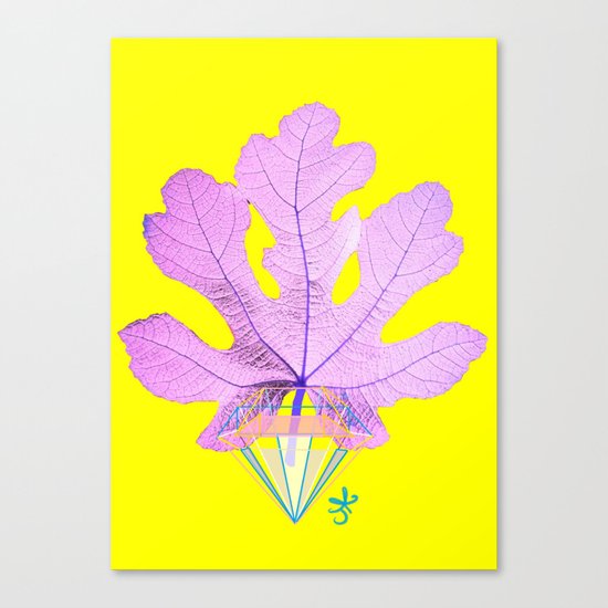 Fig Leaf Diamond Christmas Yellow Golden Canvas Print