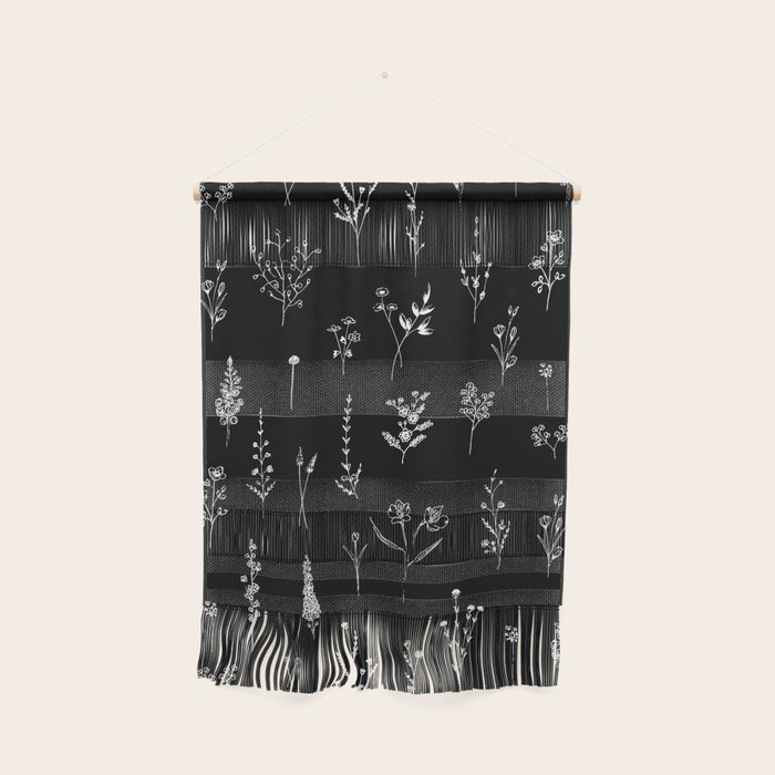 Black wildflowers Wall Hanging by Anis Illustration Society6