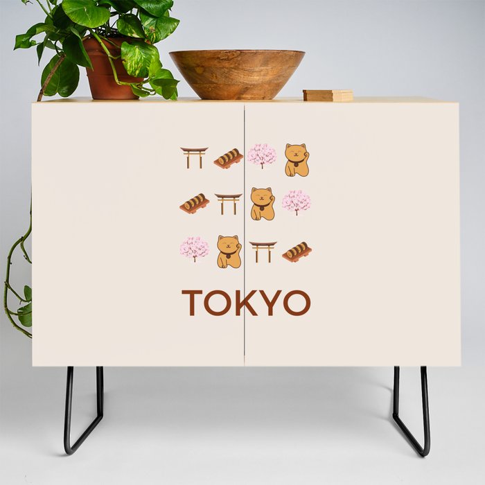Tokyo Retro Illustration Art Vacations Boho Decor Modern Decor Beige Tones Credenza