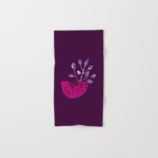 pot and branch on purple Hand & Bath Towel