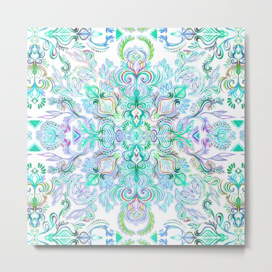 Painted Rainbow Doodles Metal Print