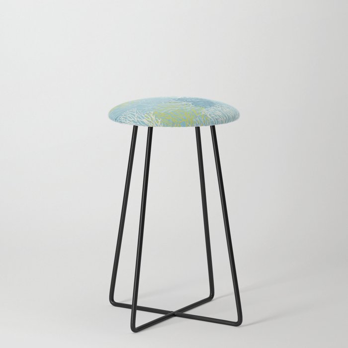 Coastal Style Coral with Fish Counter Stool