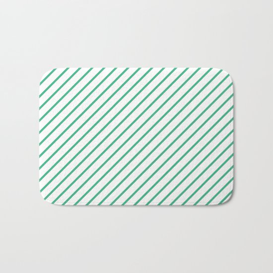 Diagonal Lines (Mint/White) Bath Mat