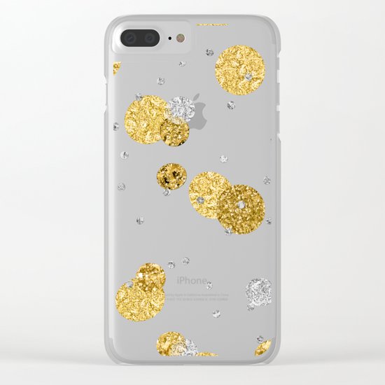 Treasures on aqua - Gold glitter polkadots on turquoise background Clear iPhone Case