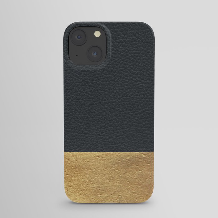 Color Blocked Gold & Leather iPhone Case