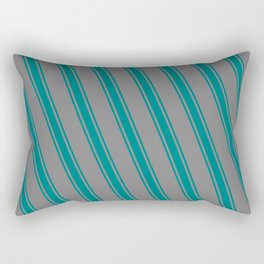 [ Thumbnail: Gray and Teal Colored Stripes/Lines Pattern Rectangular Pillow ]