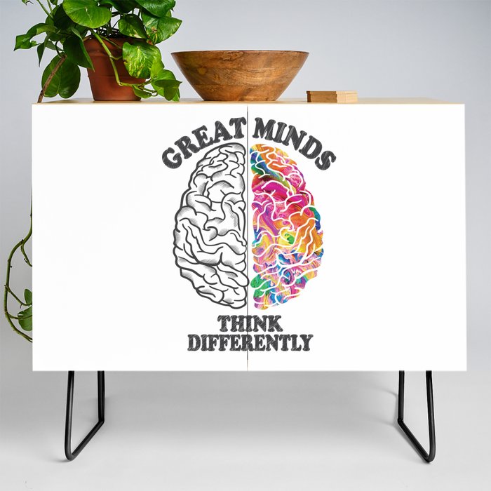 Great Minds Think Differently - Analytic Creative Brain Left Right Credenza