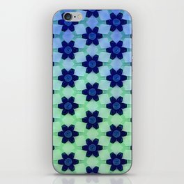 Modern Geometric Daisies On Ombre Blue Green iPhone Skin