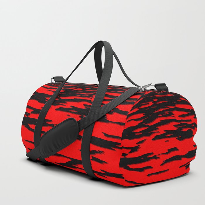 Black red abstract wave Duffle Bag