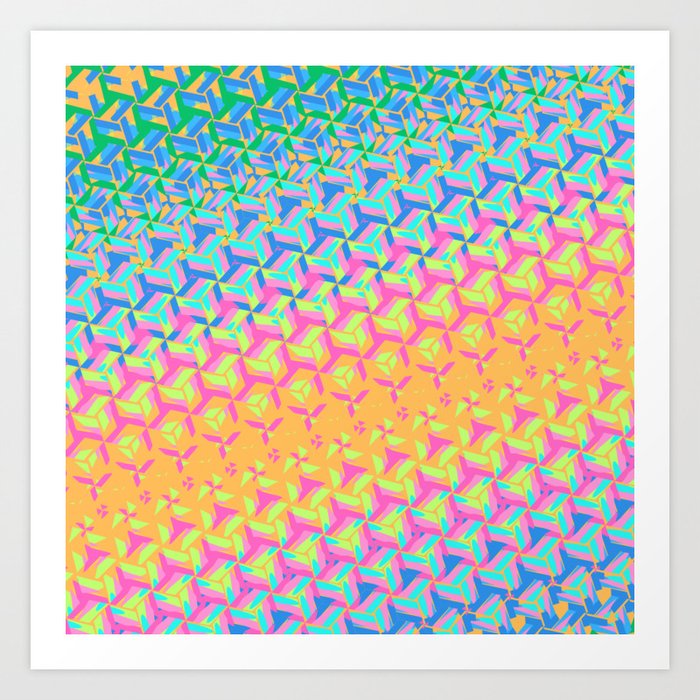 Abstract Colorful Lines and Shapes Pattern Art Print