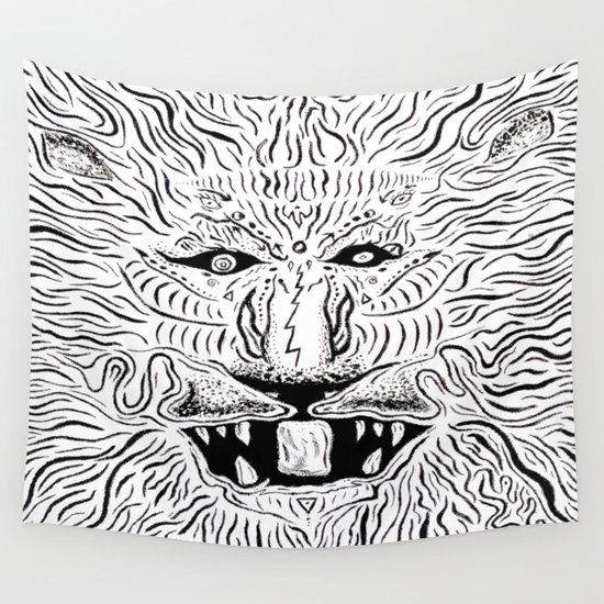 Trippy Lion Mane Painting On Canvas Wall Tapestry By Ryanholland