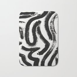 Black and White Abstract Pattern 1: A minimal black and white pattern by Alyssa Hamilton Art Bath Mat