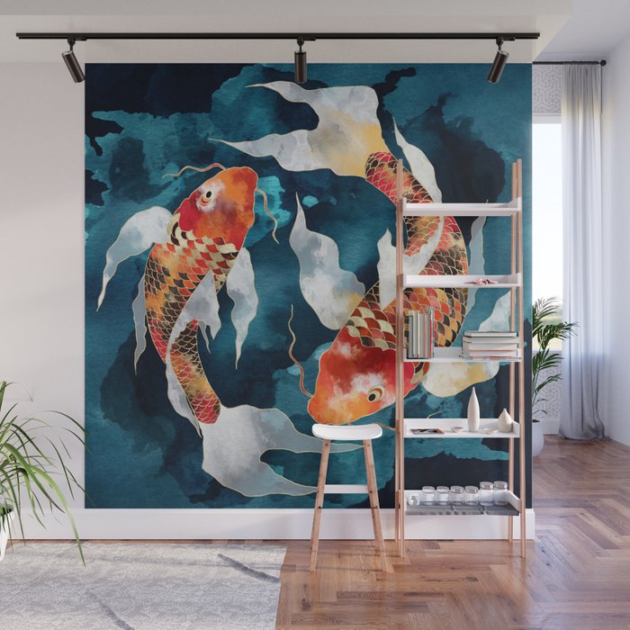 Metallic Koi II Wall Mural by SpaceFrogDesigns Society6