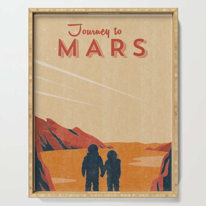 Journey to Mars - Vintage space poster #5 Serving Tray