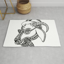 Goat Cigar Tribal Tattoo Style Area & Throw Rug