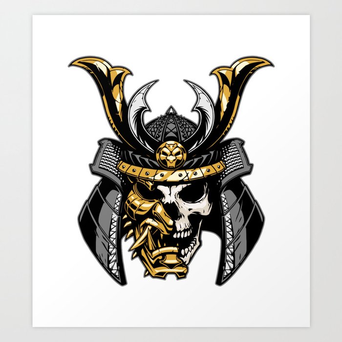 Gold Samurai Skull Art Print By Denzhu Society6 Gold Samurai Skull Art Print By Denzhu Society6