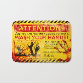 Prevent Zombie Outbreak: Wash your hands! Bath Mat