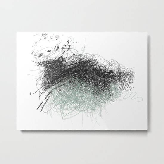 Abstract Line No. 4 - Black and Mint Green Metal Print