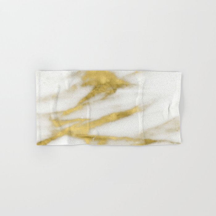 Marble - Gold Marble on White Pattern Hand & Bath Towel
