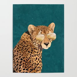 Cheetah with the golden glasses Poster