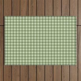 Gingham Pattern - Natural Green Outdoor Rug