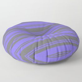 [ Thumbnail: Medium Slate Blue and Dim Gray Colored Pattern of Stripes Floor Pillow ]