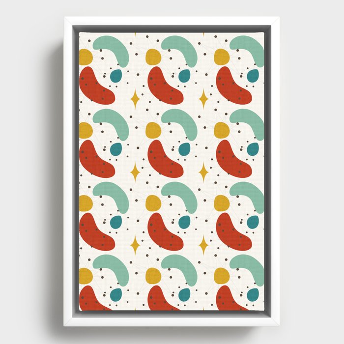 Mid Century Modern Abstract Shapes Pattern 15 Framed Canvas