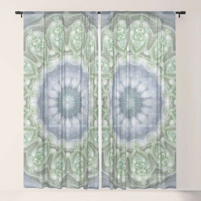 Slate Blue And Green Mandala Sheer Curtain By Kellydietrich Society6
