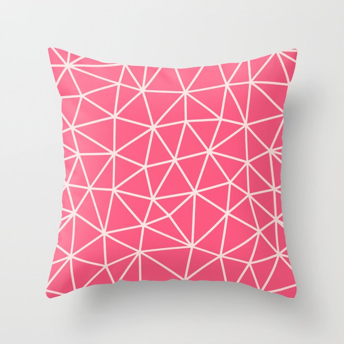 Vintage Pink Geometric Triangle Abstract Pattern Design  Throw Pillow