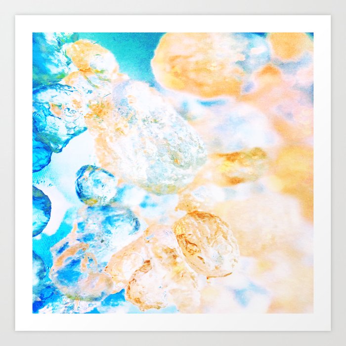 crushed crystal yellow and blue impressionism texture Art Print