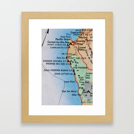 Californina Camping Map Framed Art Print