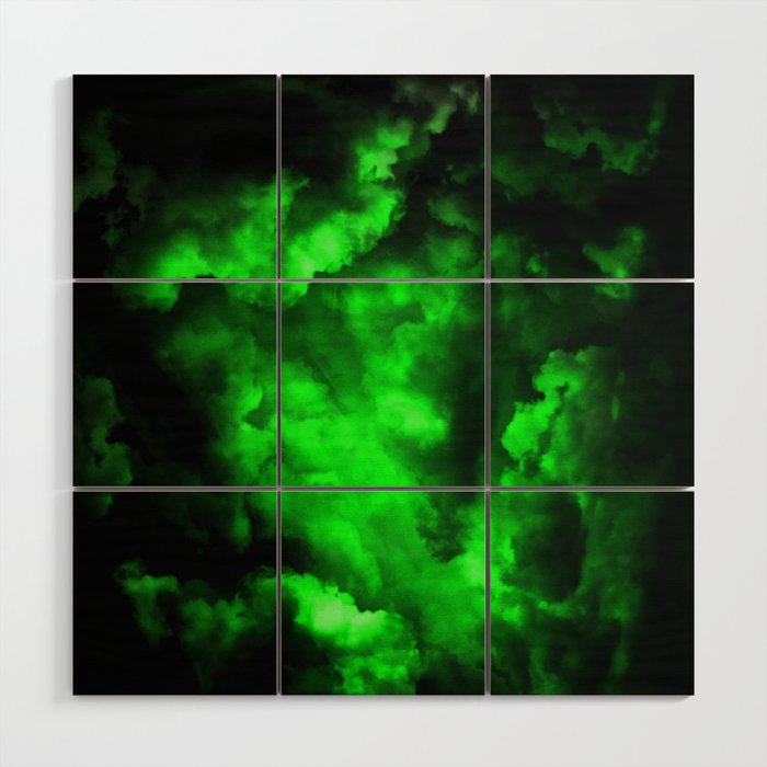 Envy Abstract In Black And Neon Green Wood Wall Art By Printpix Society6