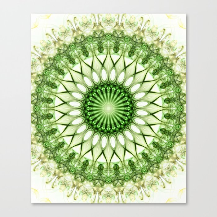 Glowing green mandala Canvas Print