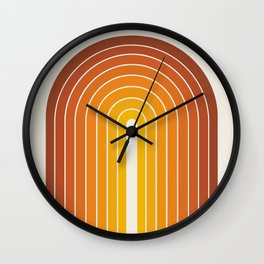 Gradient Arch IX Retro Orange Mid Century Modern Rainbow Wall Clock