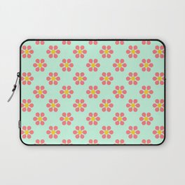 Combi Daisies - coral on mint green Laptop Sleeve